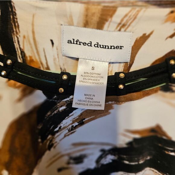 Alfred Dunner top Women's small mid Sleeve black/tan/white NWT - Picture 3 of 5